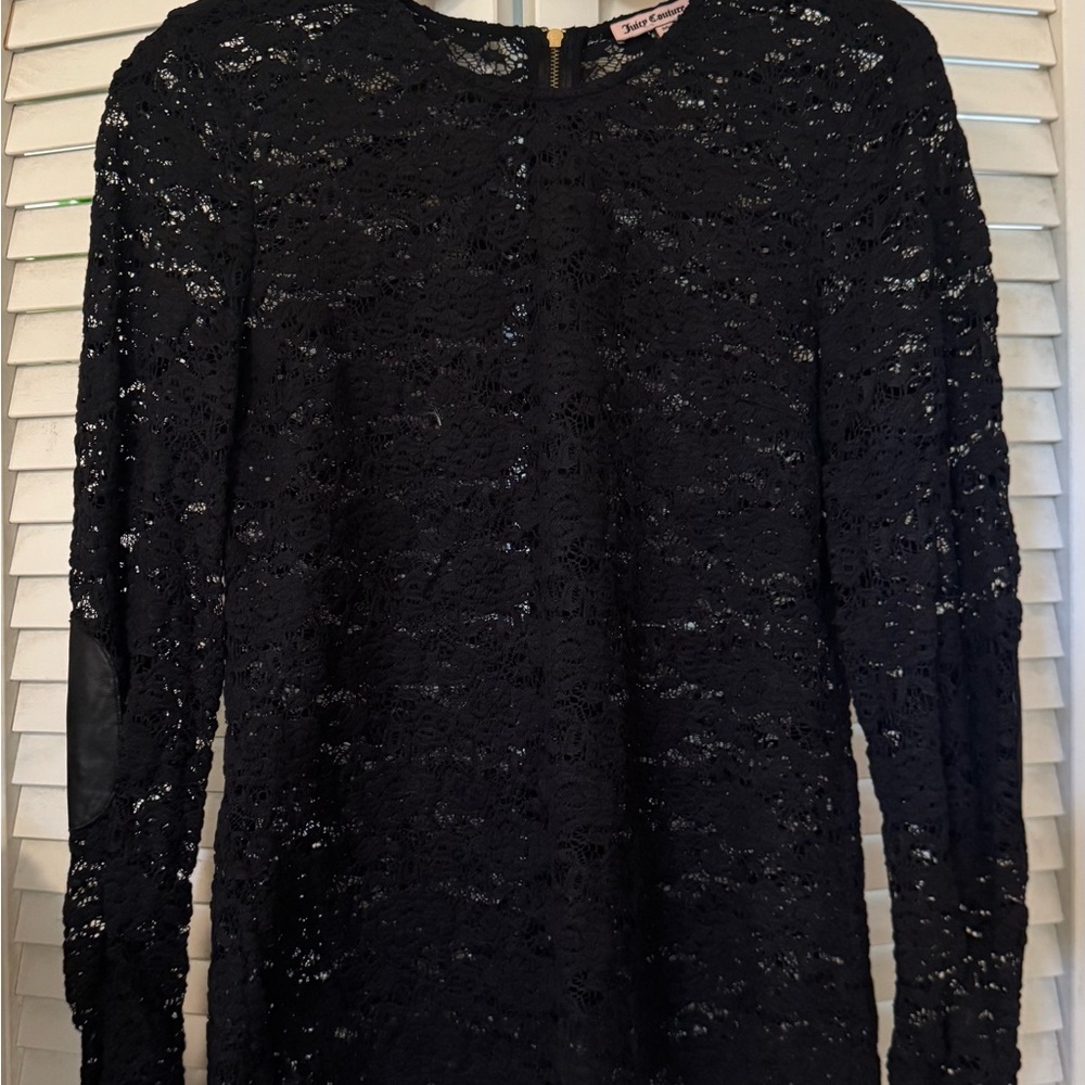 Juicy Couture Black Lace Top with Gold Zipper